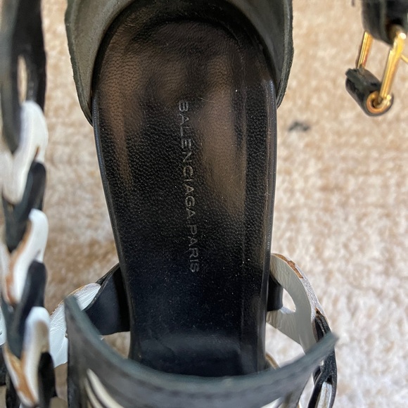 Balenciaga Black and White Gladiator Heels - Picture 2 of 8